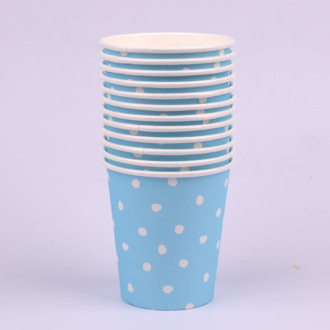 12pk 200ml Blue Dotty Paper Cups