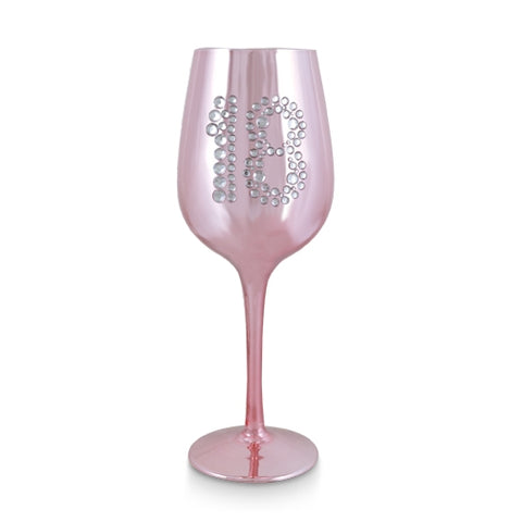 18 Metallic Pink Wine Glass