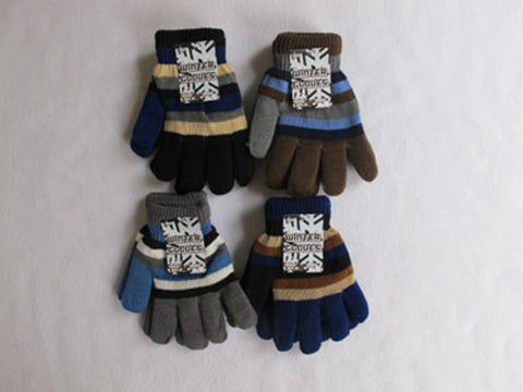 Kids Gloves Coloured Stripes