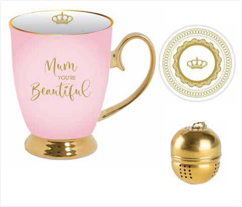 Mum You're Beautiful Mug Tea Strainer Set