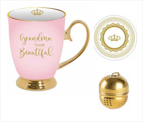 Grandma You're Beautiful Mug Tea Strainer Set