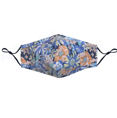 Reusable Face Mask Blue Flowers
