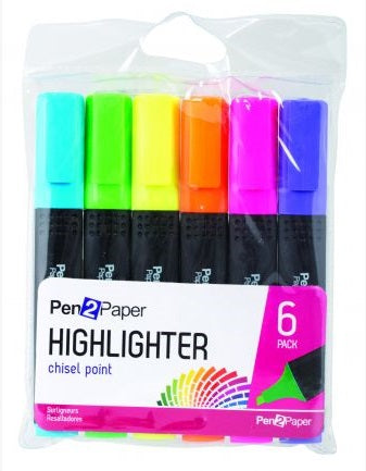 HIGHLIGHTERS CHISEL POINT 6PK
