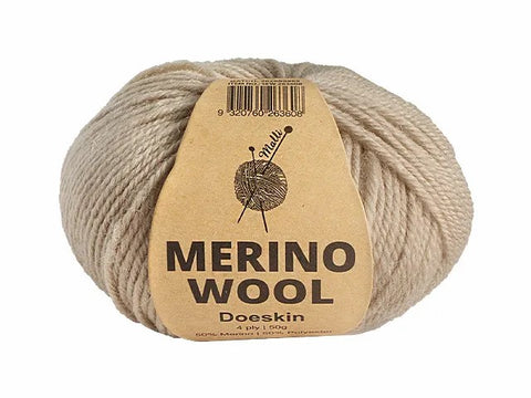 Merino Wool Yarn 50g Doeskin