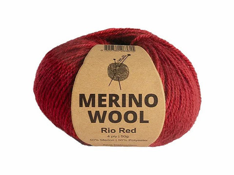 Merino Wool Yarn 50g Rio Red
