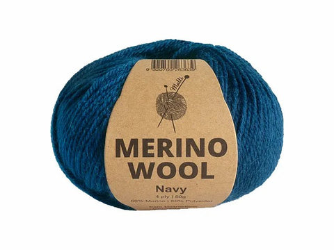 Merino Wool Yarn 50g Navy
