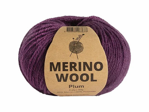 Merino Wool Yarn 50g Plum