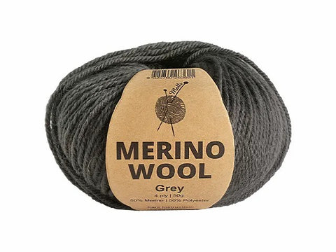 Merino Wool Yarn 50g Grey