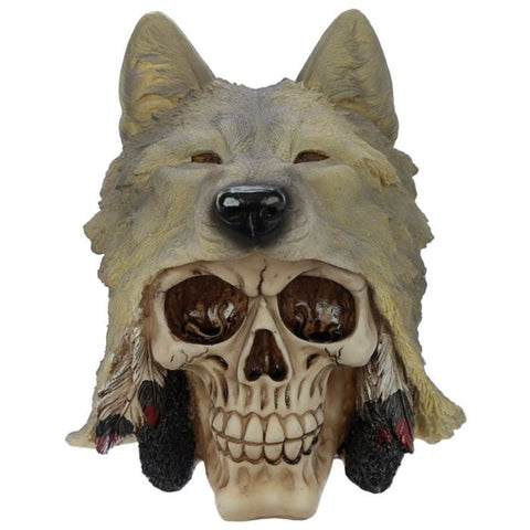 Skull w/Wolf Head Deco