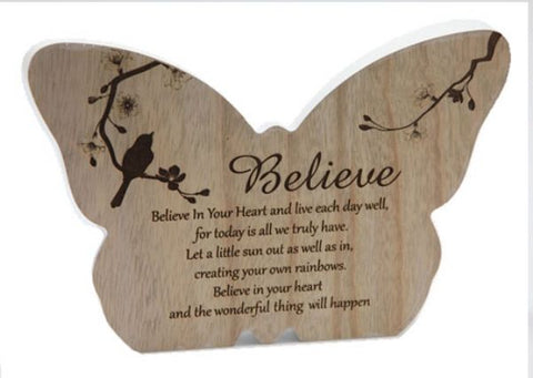 Butterfly Plaque Believe