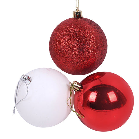 8x5cm Red/White Baubles