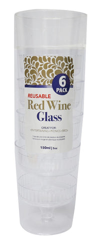RED WINE GLASS 150ML CLEAR 6PK