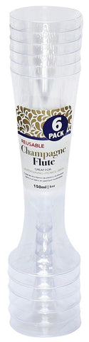 CHAMPAGNE FLUTE CLEAR 6PK