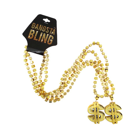 Necklace Bling $ Sign 2pc Gold