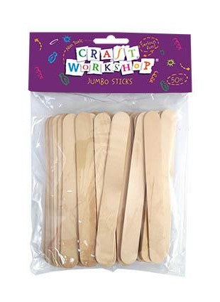 CRAFT POP STICKS JUMBO NAT 50PC