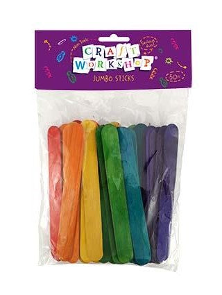 Craft Pop Sticks Jumbo Colour 50pc