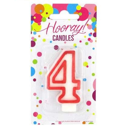 Candle Red/White Number 4