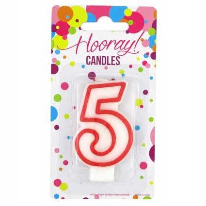 Candle Red/White Number 5