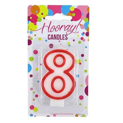 Candle Red/White Number 8