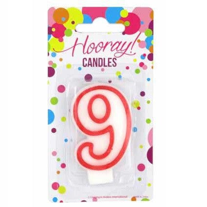 Candle Red/White Number 9
