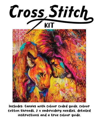 Cross Stitch 30x30cm Lions